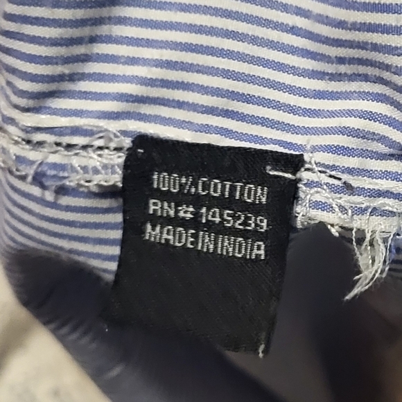 Song of Style Off Shoulder Ruffled Sleeve Blue Striped Cotton Dress Size Large - Picture 6 of 6